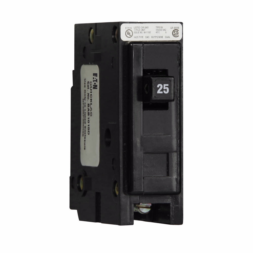 EATON Eaton BAB1025 Miniature Circuit Breaker, 25 Amp, 1 Pole, 120/240V