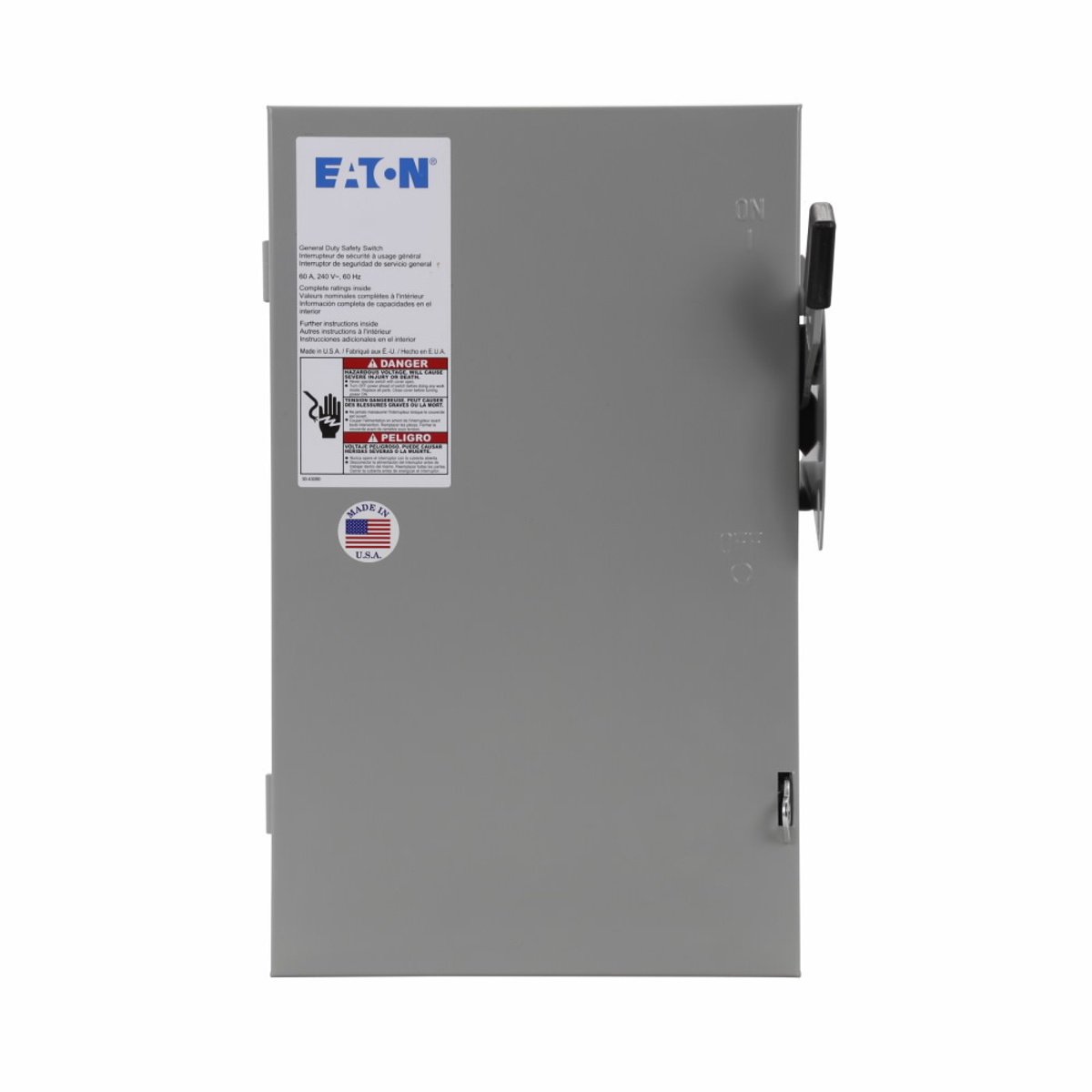 EATON Eaton DG222UGB Safety Switch 60 Amp 240 VAC 2-Pole NEMA 1 Non-Fusible Power Distribution