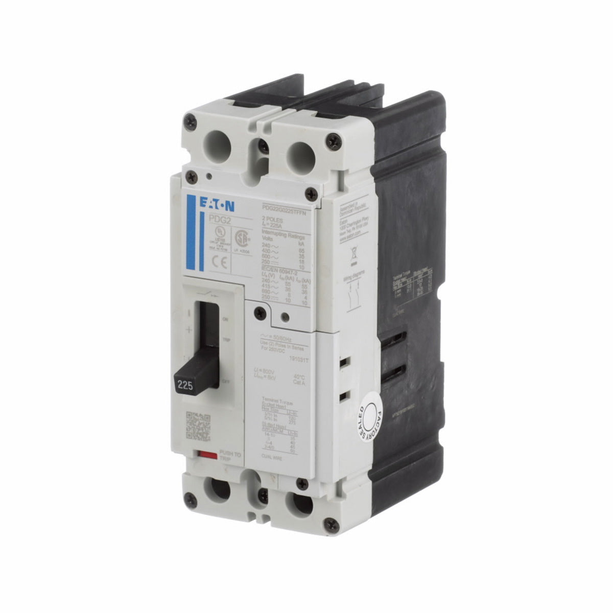 EATON Eaton PDG22G0030TFFJ Power Defense Molded Case Circuit Breaker 30A 35kA/480V T-M (Fxd-Fxd) TU Standard Line and Load