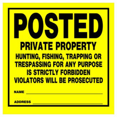 HILLMAN Hillman Fasteners 840167 Private Property Sign Yellow 11x11