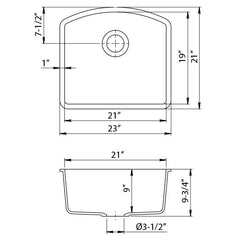 DAKOTA Dakota Plumbing Products GSE-QC2321-MO Kavlen 2321 Kitchen Sink