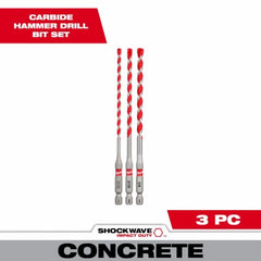 MILWAUKEE Milwaukee 48-20-9050 Carbide Hammer Drill Bit Set 3 Piece