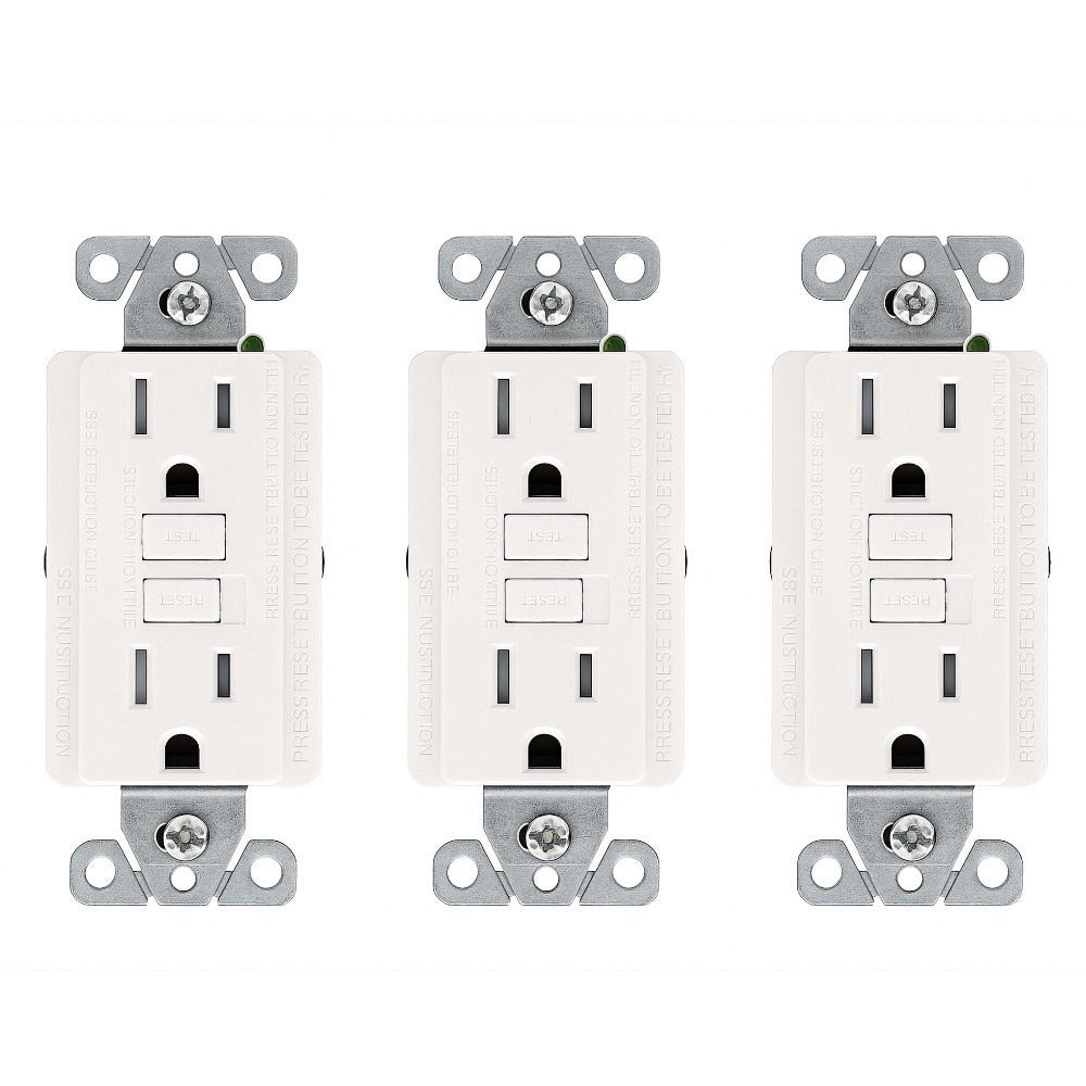 CYBER TECH LIGHTING Cyber Tech Lighting GLS15ATR-WH-3PK Tamper Resistant Self-Testing GFCI 15A (3 Pack)