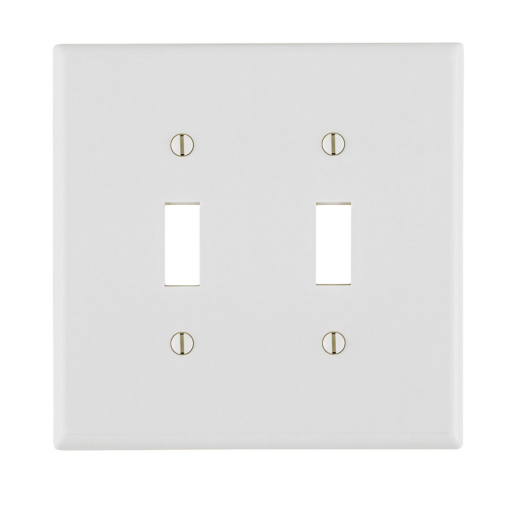 LEVITON Leviton 88009 2-Gang Toggle Switch Wall Plate, Thermoset, White