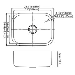 DAKOTA Dakota Plumbing Products GSR-16-2318 Undermount Kitchen Sink