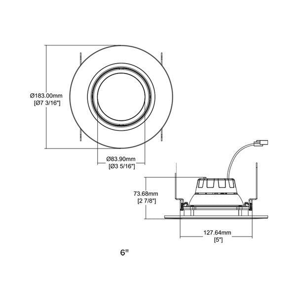 HALCO LIGHTING Halco 83988 ProLED Select Gimbal Downlight 11W (6in/25° Tilt 355° Rotation) FSDLG6FR11/CCT/LED