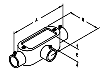 STEEL ELECTRIC PRODUCTS Steel Electric Products T3AT 1 Inch Die-Cast Copper Free Aluminum Tee Hub Type T Conduit Body