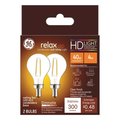 GE G E Lighting 93116152 Led A15 Ceiling Fan Bulb 4W 2 Pack