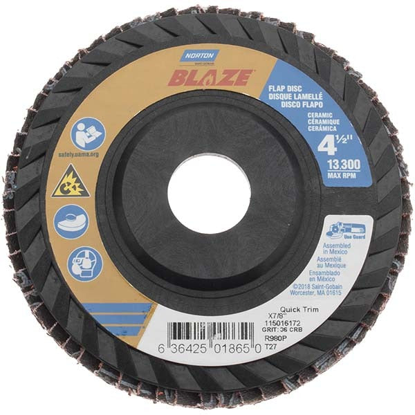 NORTON Norton 63642501865 Flap Disc 4.5in 36 Grit Ceramic Type 27