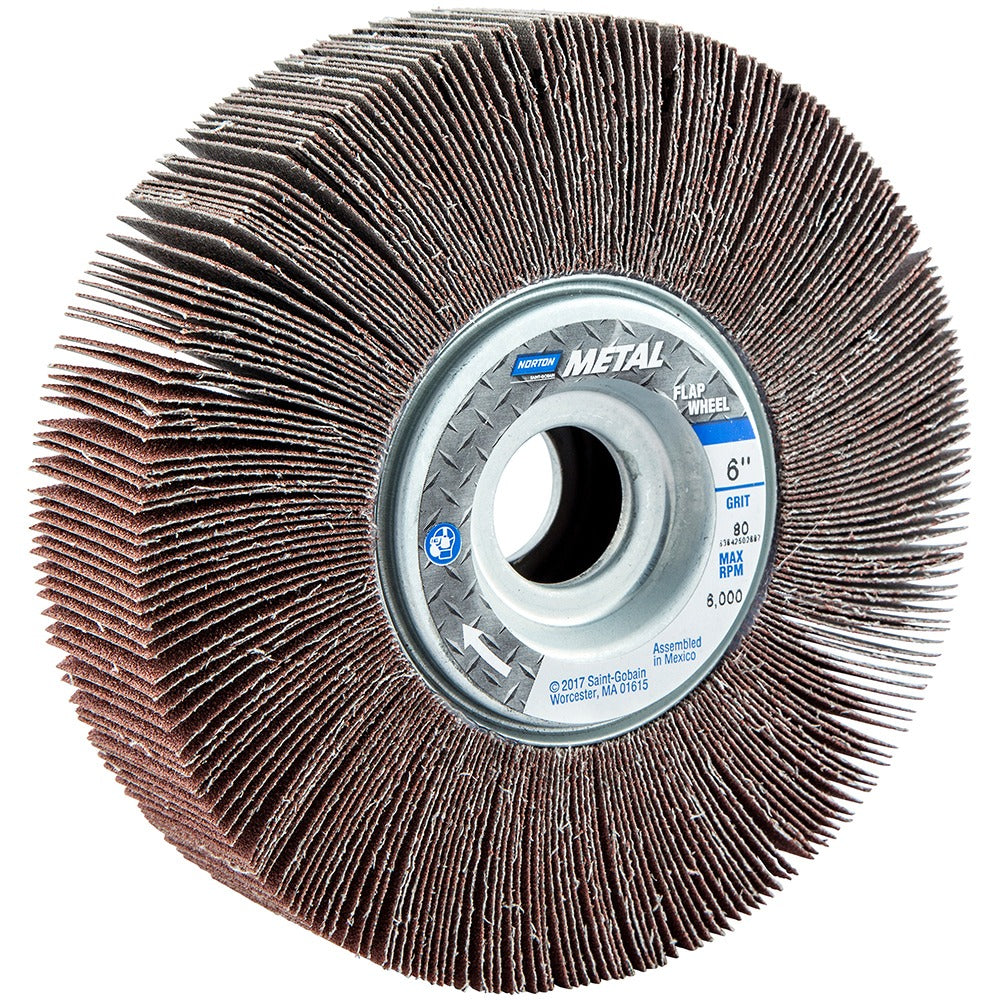 NORTON Norton 63642502687 Flap Wheel 80 Grit 6x1.5 in Aluminum Oxide