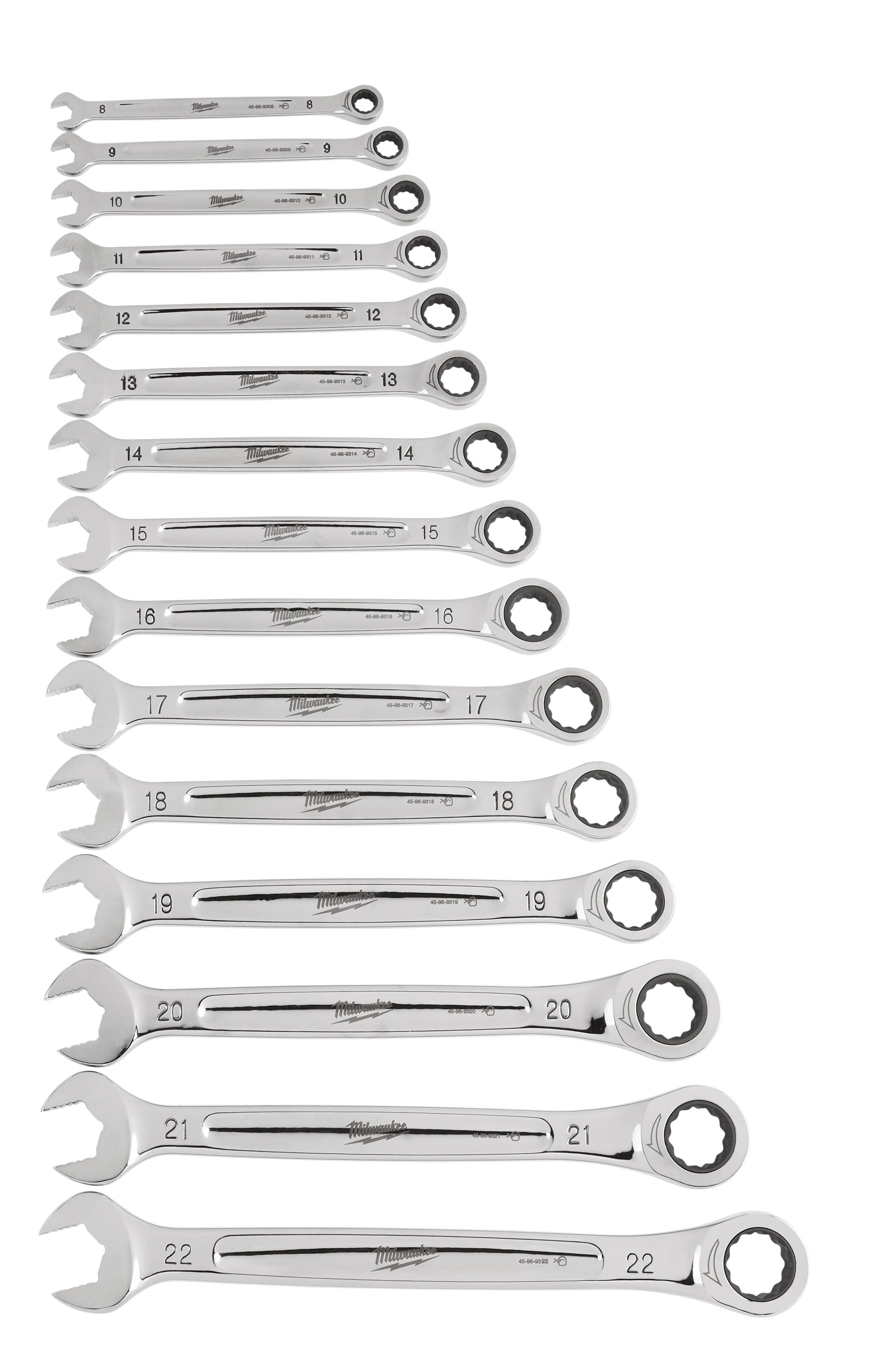 MILWAUKEE Milwaukee 48-22-9516 15pc Ratcheting Combination Wrench Set - Metric