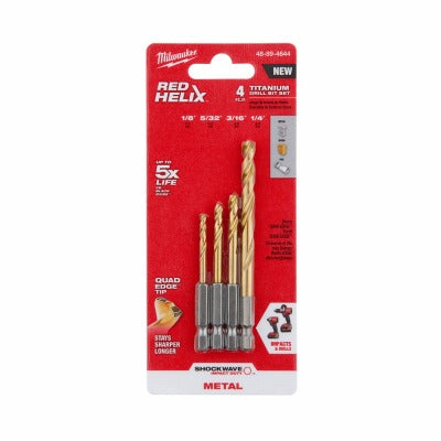 MILWAUKEE Milwaukee 48-89-4644 Shockwave Red Helix Drill Bit Set 4pc