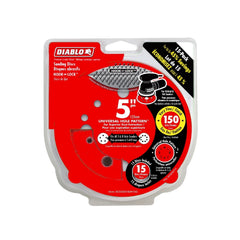DIABLO Diablo DCD050150H15G 5 in. 150-Grit Universal Hole Random Orbital Sanding Disc (15-Pack)