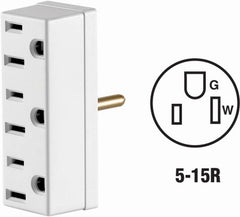 LEVITON Leviton Mfg Co 008-00697-00W Triple Outlet Tap 15A 125V