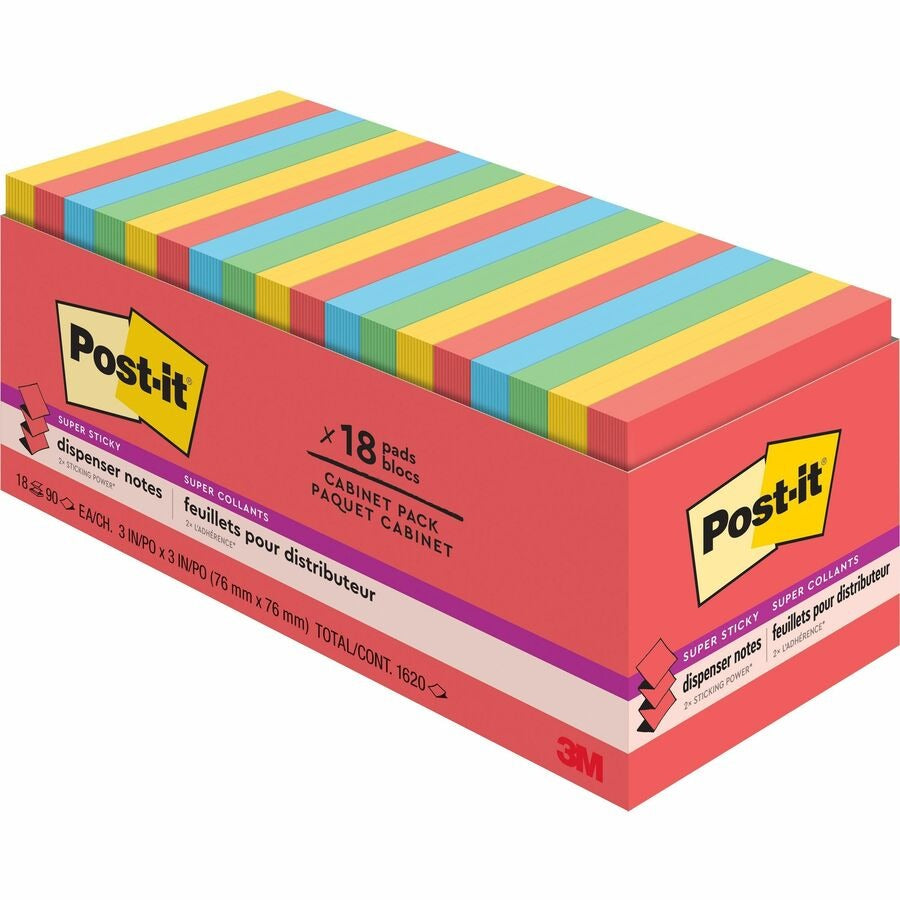 3M 3M MMMR33018SSANCP Post-it Super Sticky Dispenser Notes 3 inches x 3 inches (18 pads) R33018SSANCP