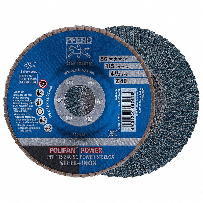 PFERD Pferd 62176 Flap Disc 40 Grit Type 27 4.5 X 0.875 Inches