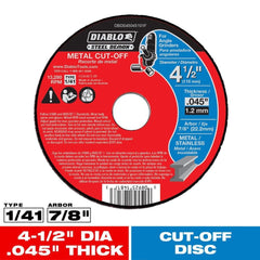 DIABLO Diablo DBDS45045101F Steel Demon metal cut-off disc 4-1/2 in x 0.045 in x 7/8 in pack 1
