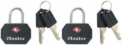 MASTER LOCK Master Lock Co 4681TBLK Keyed Luggage Lock 1-1/4 in Black 2 Pack