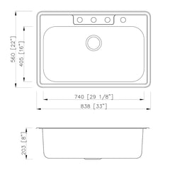 DAKOTA Dakota Plumbing Products GSR-20-TM33228-4 Kitchen Sink