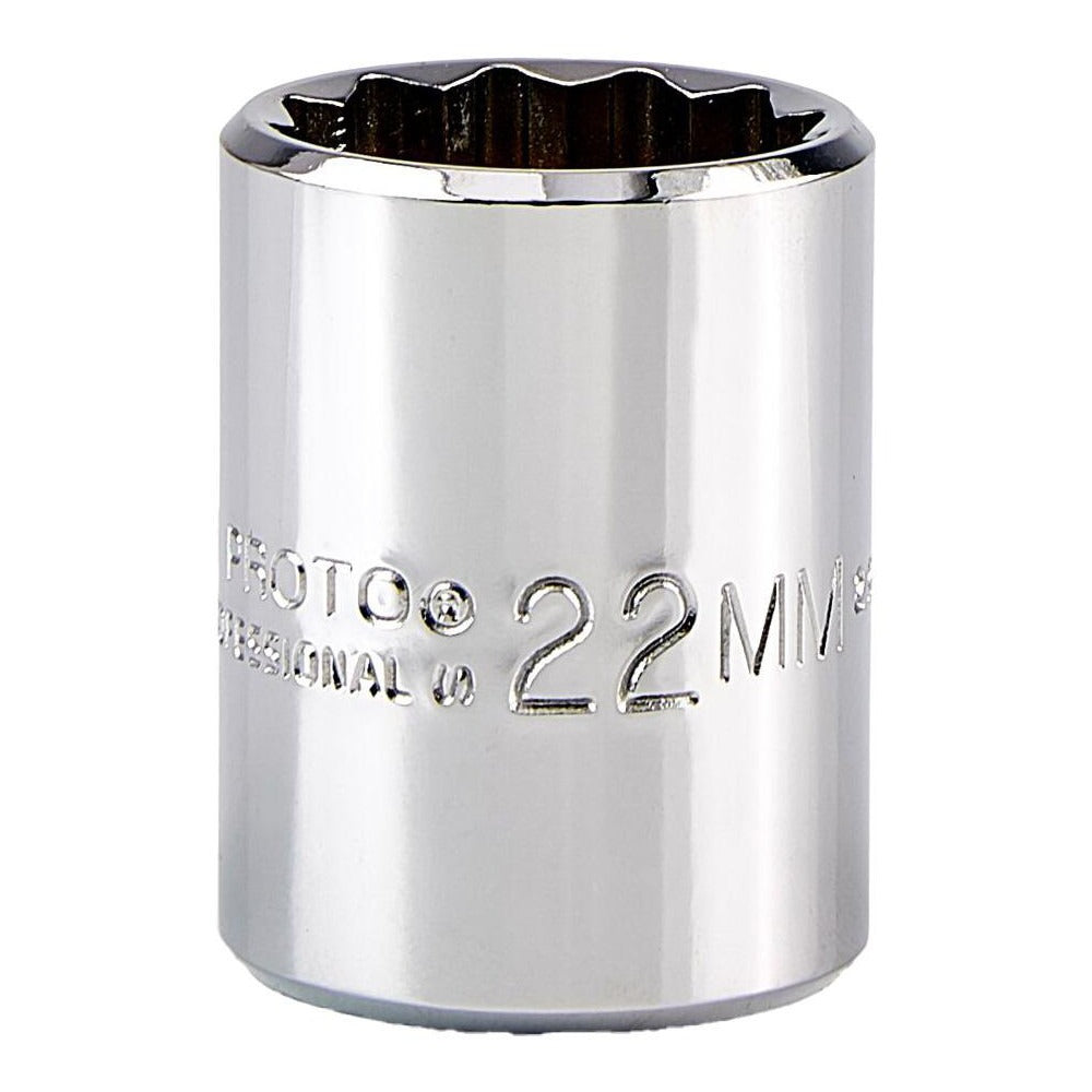 PROTO Proto J5422M 1/2 in Drive 12-point Hand Socket 22 Mm