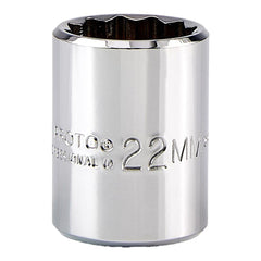 PROTO Proto J5422M 1/2 in Drive 12-point Hand Socket 22 Mm