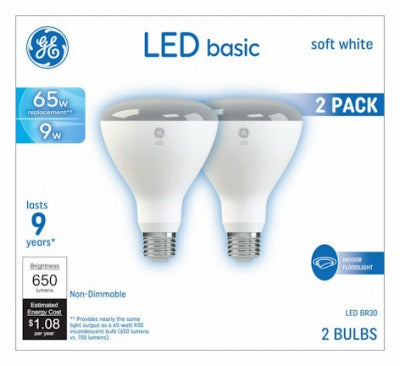 GE G E Lighting 36442 Led BR30 Flood Bulb 9W 2-pack