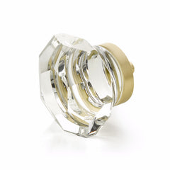 SCHAUB Schaub 54-SB Faceted Dome Glass Cabinet Knob Satin Brass