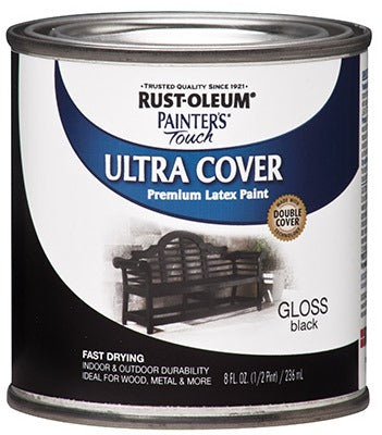 RUST-OLEUM Rust-oleum 1979-730 Gloss Black Latex Paint 0.5 Pint
