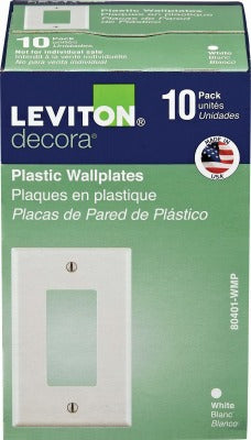 LEVITON Leviton M24-80401-WMP 1G Decorator Wall Plate White 10-pack