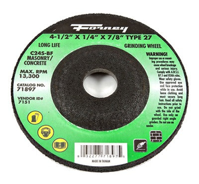 FORNEY Forney Industries Inc 71897 Type 27 Grinding Wheel Masonry