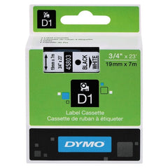 DYMO Dymo 45803 D1 Label Tape 0.75in X 23ft Black on White