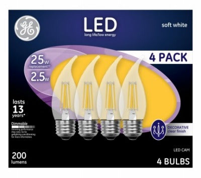 GE G E Lighting 10193 Led Decorative Bulb 2.5W 4 Pack