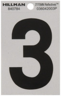 HILLMAN Hillman Fasteners 840784 Mylar House Number 3 Black Silver