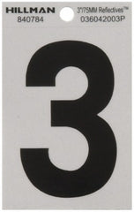 HILLMAN Hillman Fasteners 840784 Mylar House Number 3 Black Silver