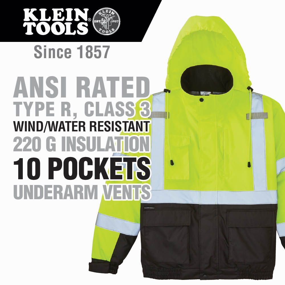 KLEIN TOOLS Klein Tools 60380 High-Visibility Winter Bomber Jacket X-Large