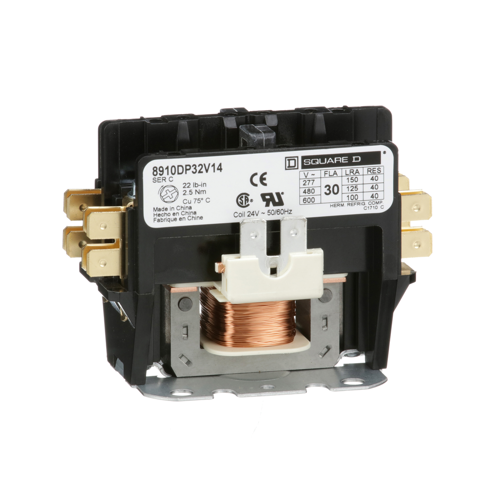 SCHNEIDER ELECTRIC Square D 8910DP32V14 Contactor 30A 24V
