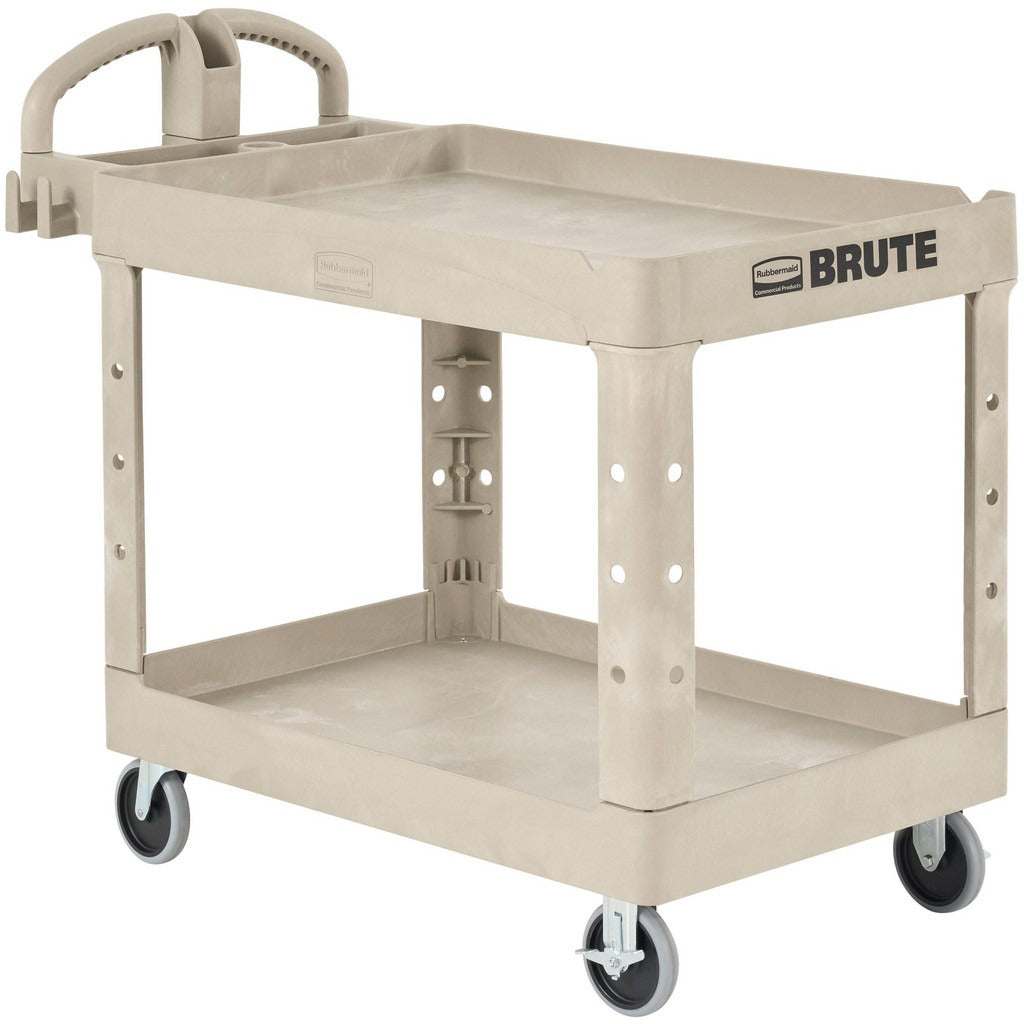 RUBBERMAID Rubbermaid FG450088BEIG Brute 2-shelf Utility Cart 500 Lbs