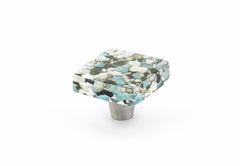 SCHAUB Schaub 34-GBP Square Glass Cabinet Knob Green Blue Pebbles