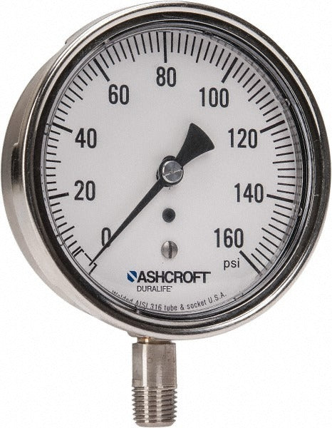 ASHCROFT Ashcroft 94339 Pressure Gauge 0-160 Psi 3-1/2 in Lower Mount