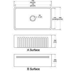 DAKOTA Dakota Plumbing Products DSE-FCA3018SMBK Fireclay Farmhouse Sink