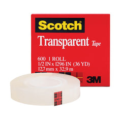 3M 3M MMM600121296 Transparent Tape 1/2 in x 1296 in (1 Roll)