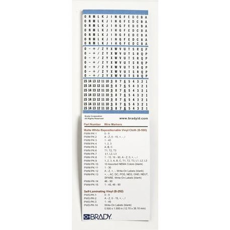 BRADY Brady PWM-PK-2 Wire Marker Book Pre-Printed Black on White
