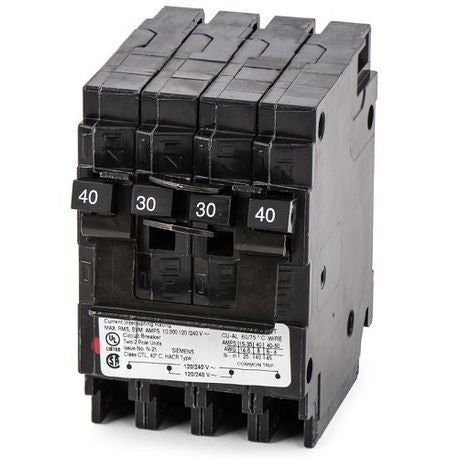 SIEMENS Siemens Q24030CT2 Quadplex Circuit Breaker, 40A-30A, 120/240V AC