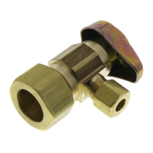 BRASSCRAFT Brasscraft G2CR09XR 1/4-Turn Water Stop, Angle Valve, 1/2 Inch Nominal Compression x 1/4 Inch OD Compression