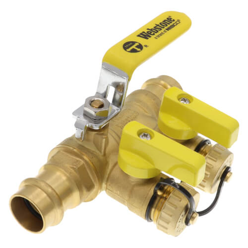 WEBSTONE Webstone H-88613 3/4 x 1/2 Press Non-Potable Pro-Pal Purge & Fill Full Port Forged Brass Ball Valve