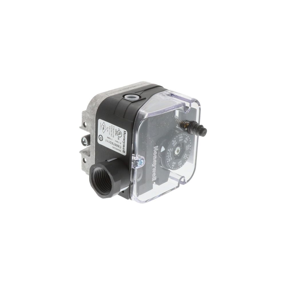 HONEYWELL Honeywell Thermal Solutions FS C6097A3111 Pressure Switch 40-200 WC 100-500mbar 8.5 Psi 600mbar Max Manual Reset Breaks N.O. On Pressure Fall 1-4 Npt Internal Thread Mount 1-2 Npt Electrical Connection Replaces C6097A1111