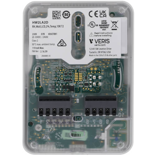VERIS Veris Industries HW2LA2D 2% Humidity/Temperature Sensor 10K Type 2