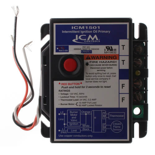 ICM CONTROLS ICM Controls ICM1501 Intermittent Ignition Oil Primary Control 1-Pack Replacement for R8184G Series Honeywell
