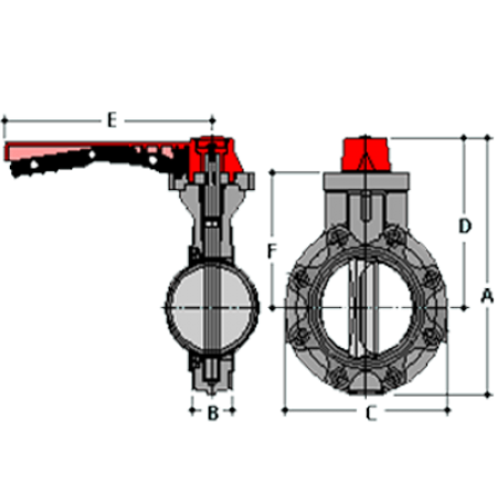 SPEARS Spears 722311-030 PVC Schedule 80 Butterfly Valve, Lever Handle, EPDM, 3-Inch