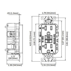 LEVITON Leviton G5362-2TW 2 Plug Marked Controlled SmartlockPro GFCI Decora Duplex Receptacle 20A (1-Pack)